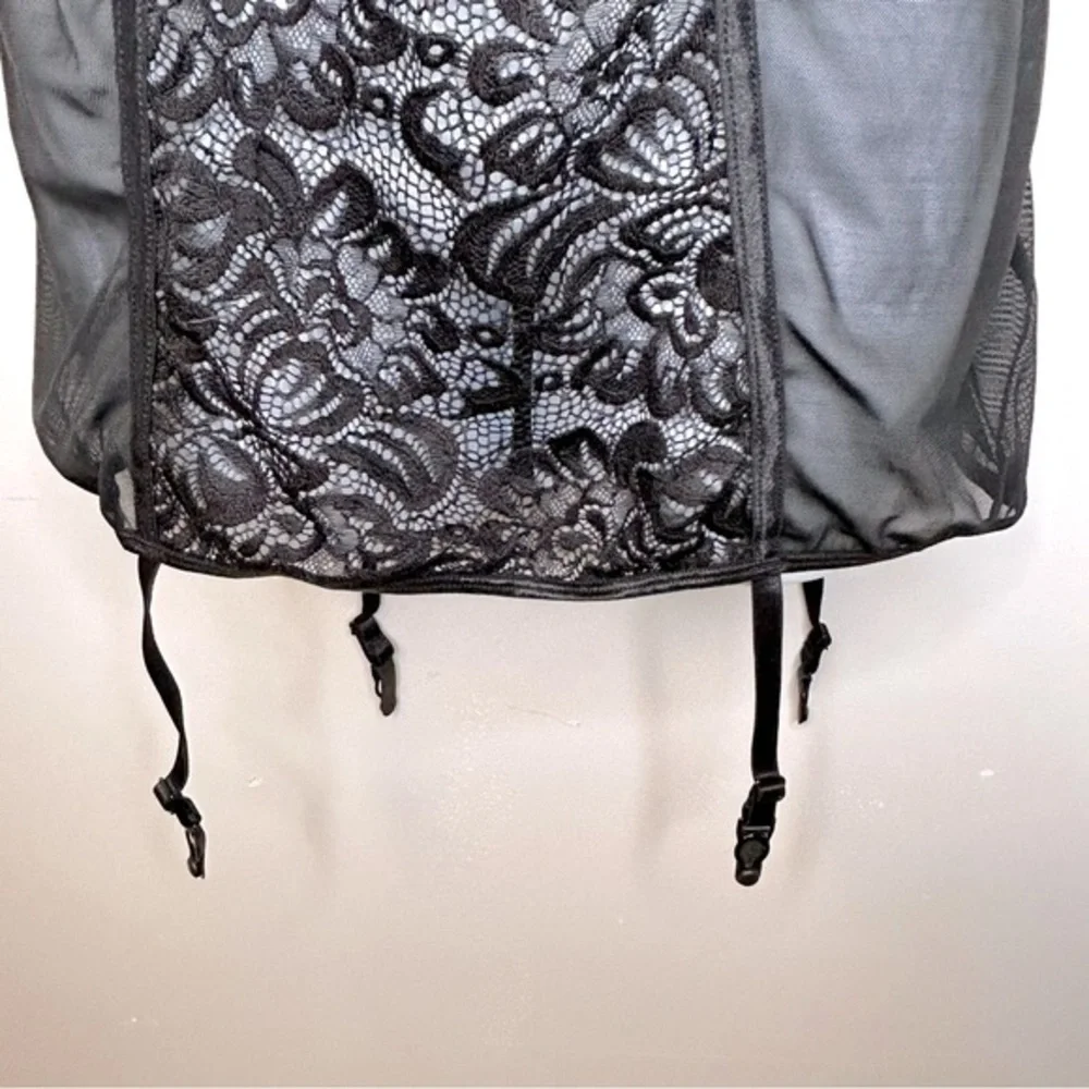 Dreamgirl Black Babydoll Bustier Garter Lingerie Size M‎ NWT - Picture 7 of 12